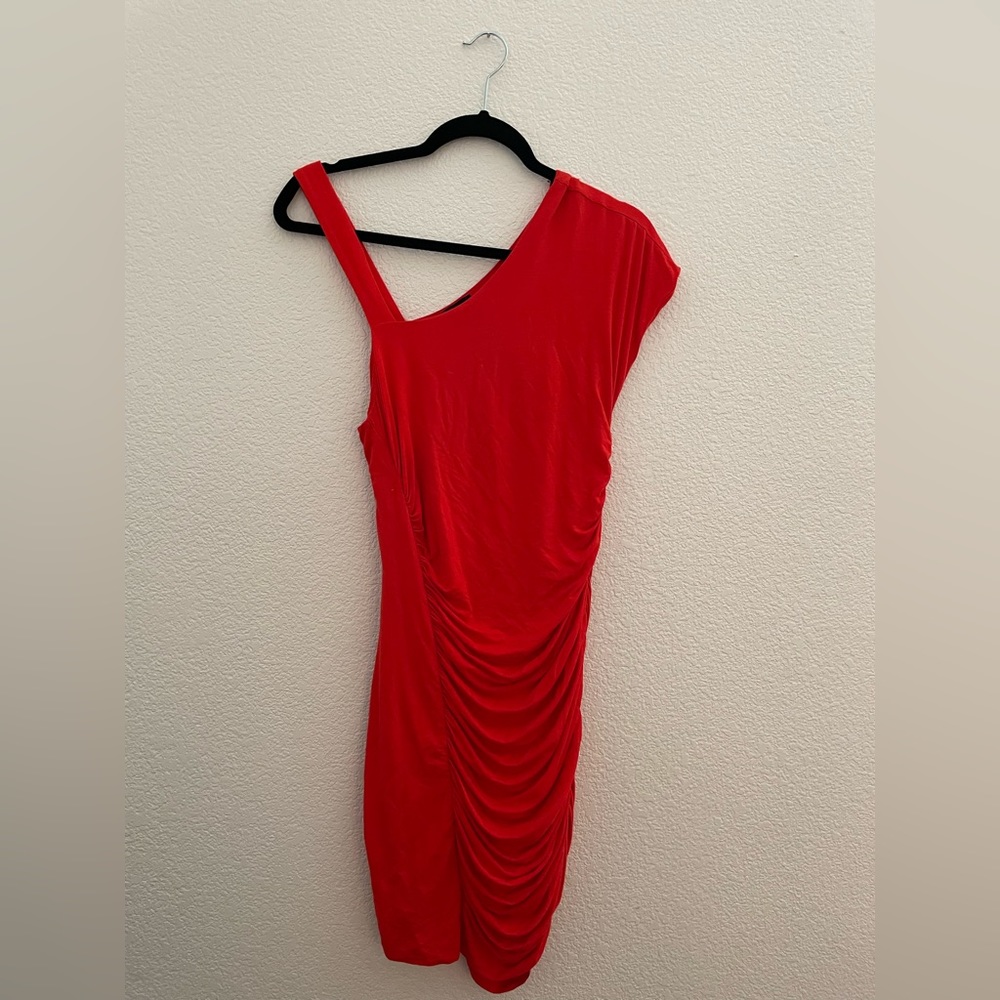 BeBe ruched one strap dress